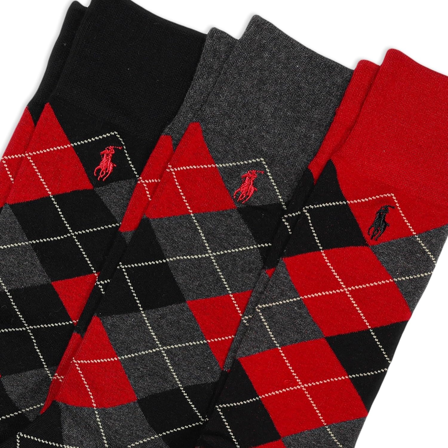 image:imagePolo Ralph Lauren Mens Argyle Pattern Dress Crew Socks 3 PairsRed