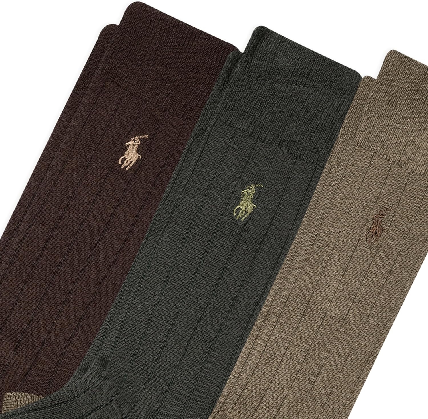image:imagePolo Ralph Lauren Mens Ribbed Crew Socks BrownBrown Assorted