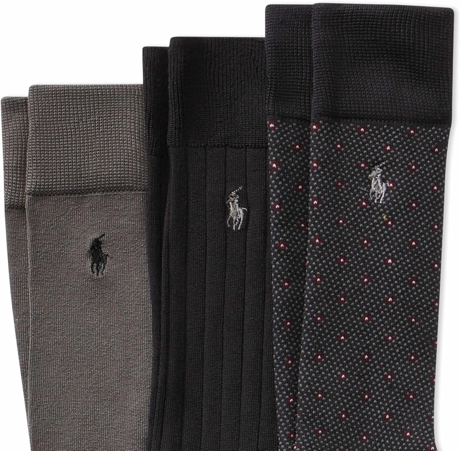 image:imagePolo Ralph Lauren Mens Super Soft Diamond Dot Crew Socks Black 6125 3 Pack