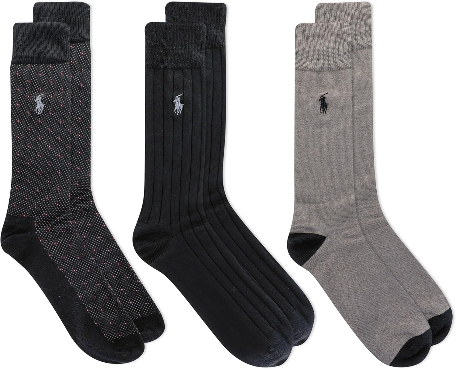 image:imagePolo Ralph Lauren Mens Super Soft Diamond Dot Crew Socks Black 6125 3 Pack