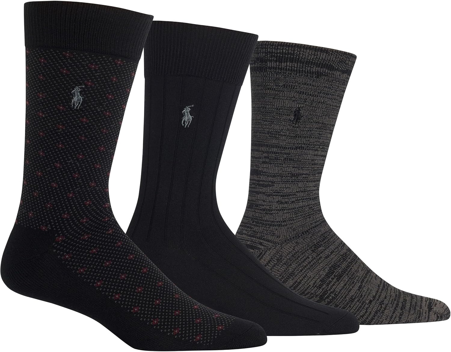image:imagePolo Ralph Lauren Mens Super Soft Diamond Dot Crew Socks Black 6125 3 Pack