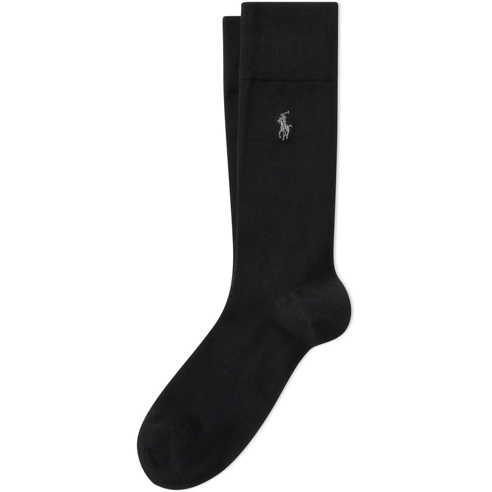 image:imagePOLO RALPH LAUREN Mens Egyptian Cotton Flat Knit Dress Slack Crew Socks 1 Pair Pack Embroidered PonyBlack