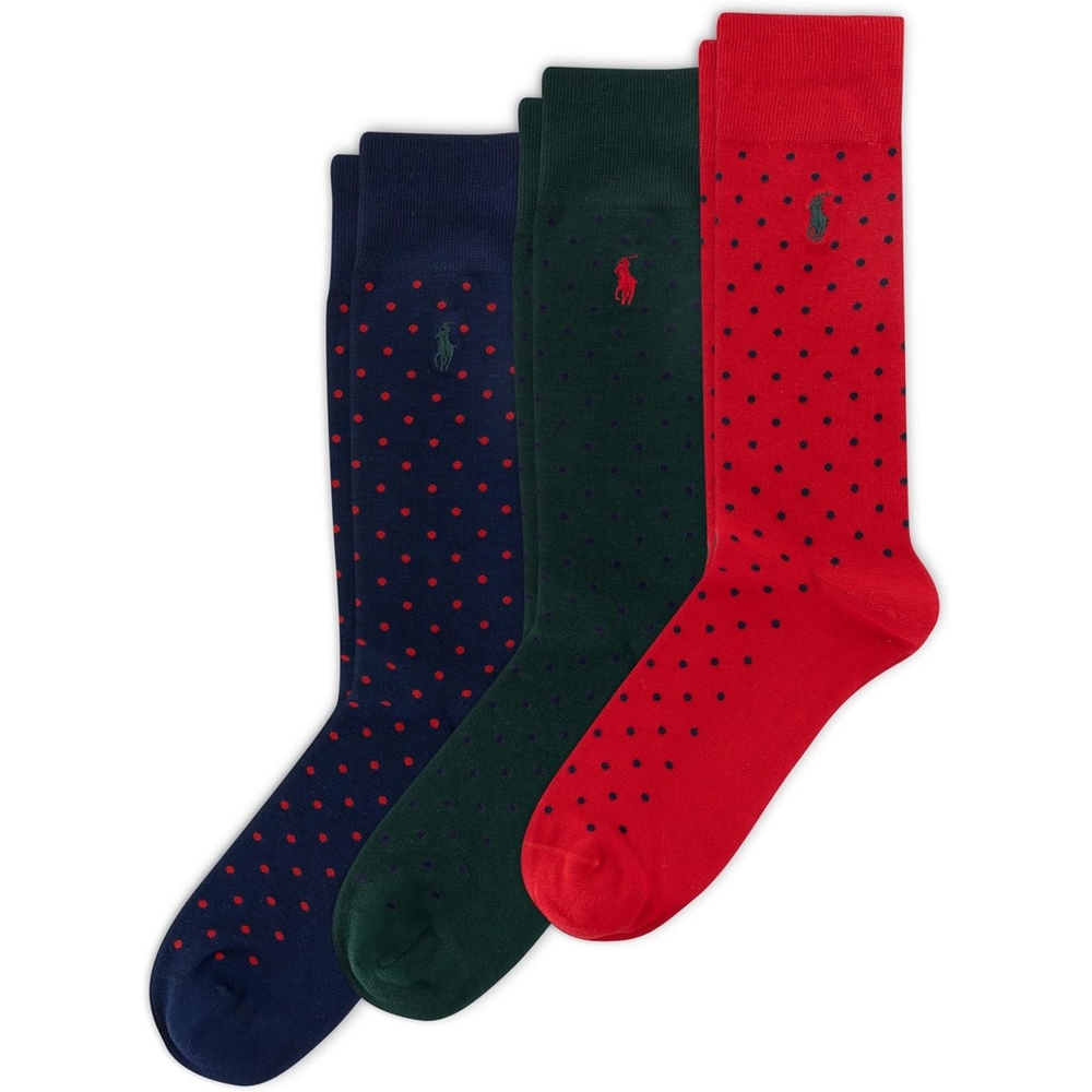 image:imagePolo Ralph Lauren Mens Argyle Pattern Dress Crew Socks 3 PairsRed Dots