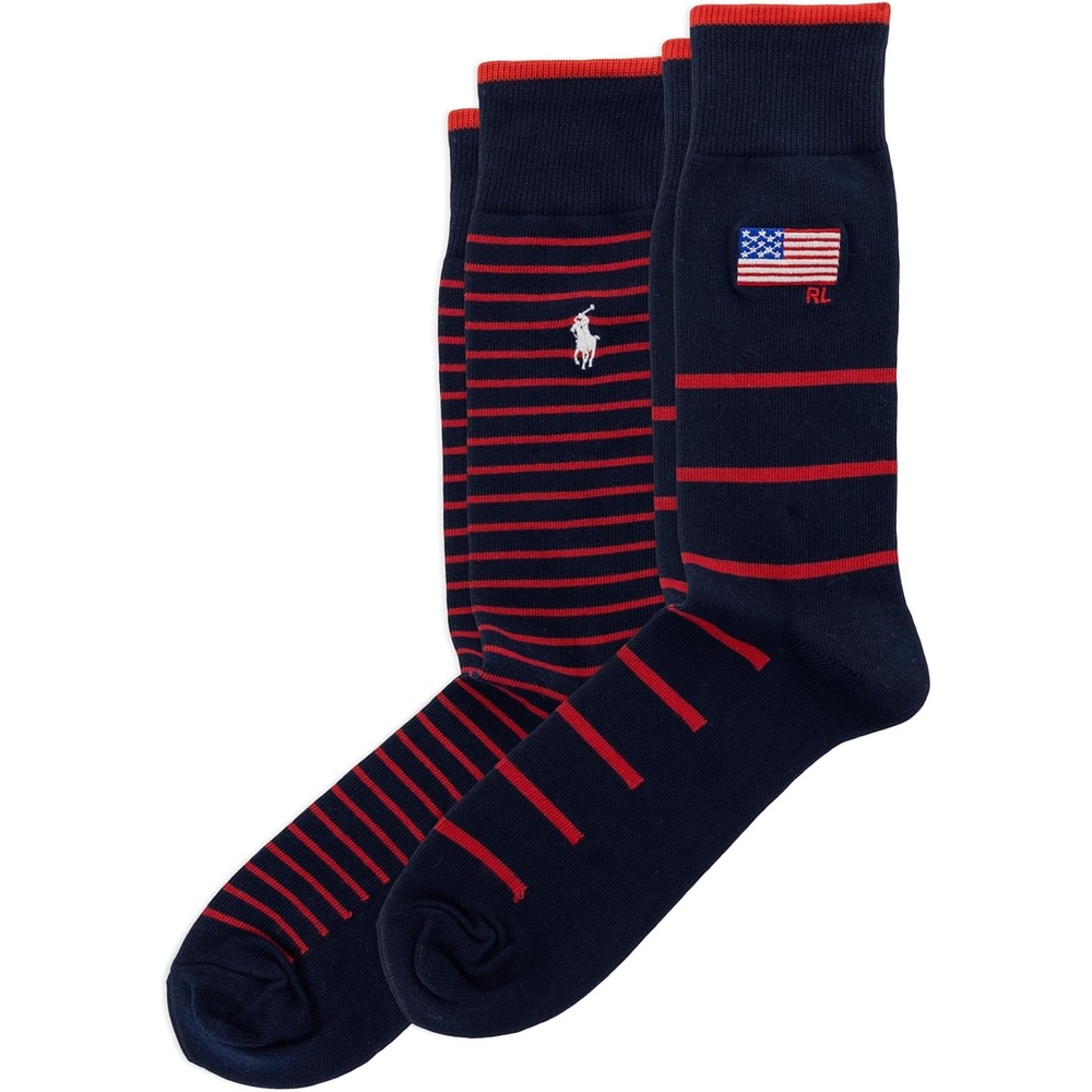 image:imagePolo Ralph Lauren Mens Embroidered Flag amp Stripes Crew SockEmbroidered Flag Navy