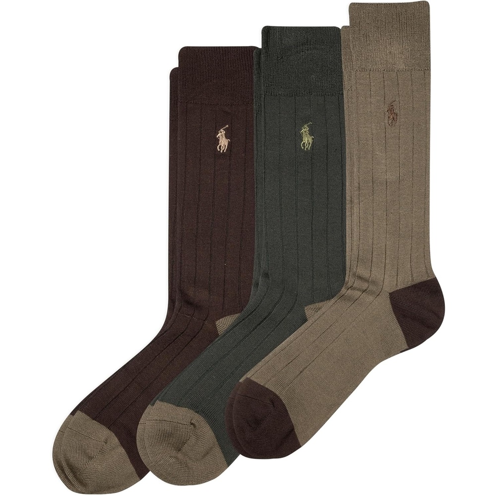 image:imagePolo Ralph Lauren Mens Ribbed Crew Socks BrownBrown Assorted