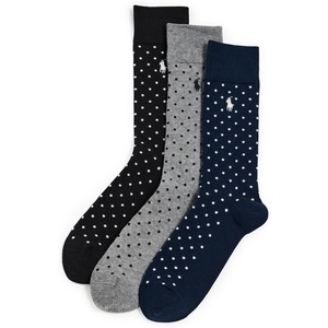 Polo Ralph Lauren Men’s Argyle Pattern Dress Crew Socks (3 Pairs)(Navy Assorted)