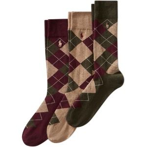 Polo Ralph Lauren Men’s Argyle Pattern Dress Crew Socks (3 Pairs)(Olive)