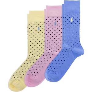 Polo Ralph Lauren Men’s Argyle Pattern Dress Crew Socks (3 Pairs)(Spring Blue Dot)